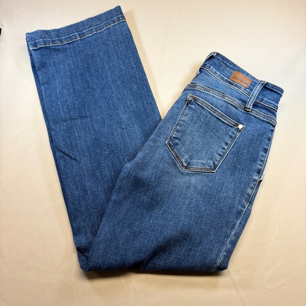Judy Blue Wide Leg Jeans Womens 9/29 Medium Wash High Rise Stretch Denim EUC
